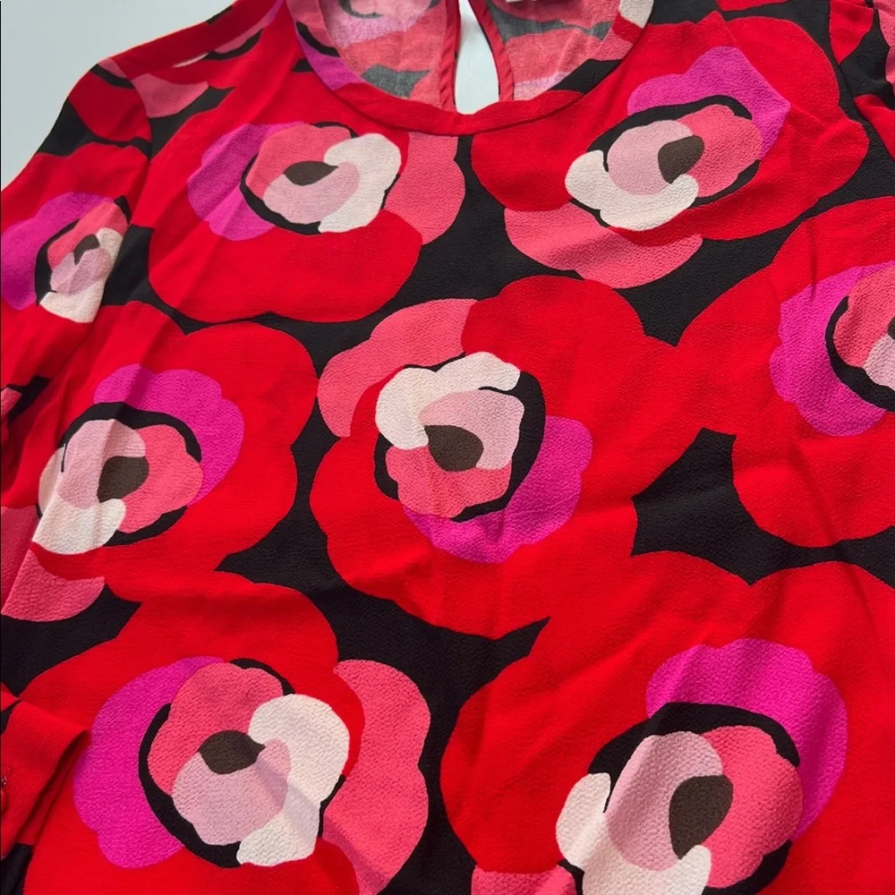 Kate Spade shirt New York Long Sleeve Deco Colorful statement‎ bold Rose Peplum